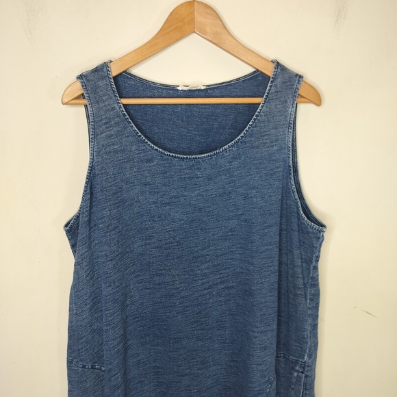 Jane & Delancey Dress Sleeveless Pockets Blue Cotton - Picture 2 of 6